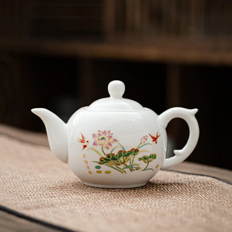 Chinese style Kung Fu Tea Set Teapot Household purple clay pot Teapot Pure Handmade White Porcelain Tea Pot Ceramic kettle 220ml