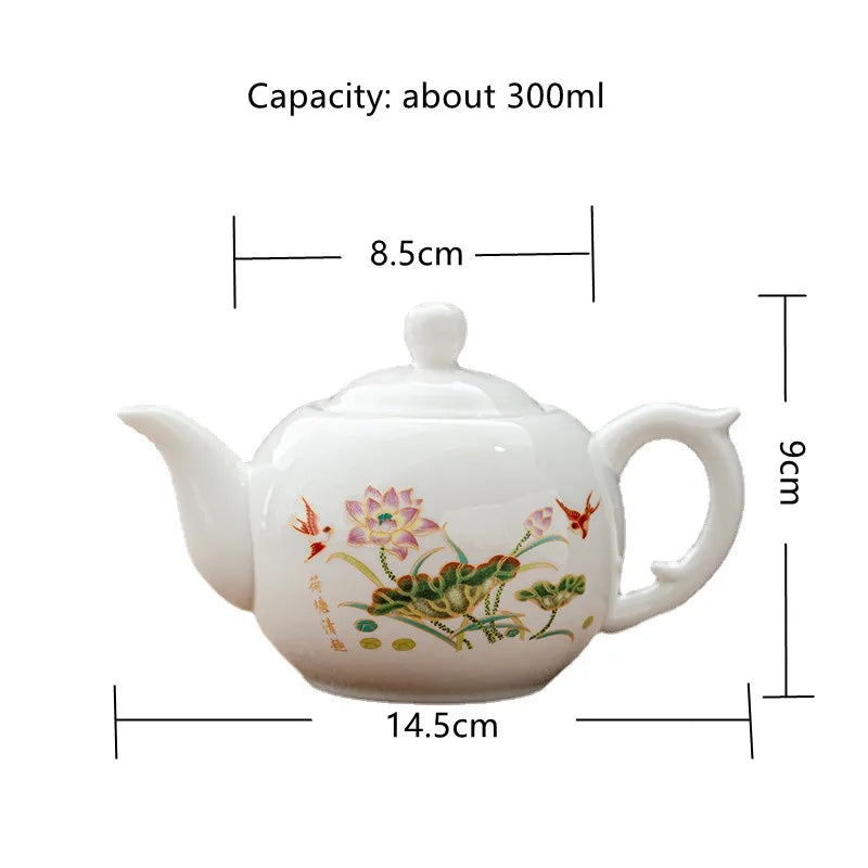 Chinese style Kung Fu Tea Set Teapot Household purple clay pot Teapot Pure Handmade White Porcelain Tea Pot Ceramic kettle 220ml