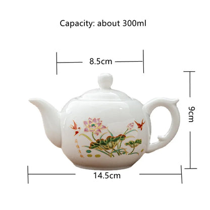 Chinese style Kung Fu Tea Set Teapot Household purple clay pot Teapot Pure Handmade White Porcelain Tea Pot Ceramic kettle 220ml