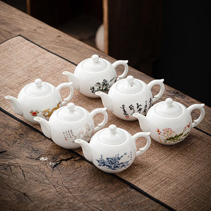 Chinese style Kung Fu Tea Set Teapot Household purple clay pot Teapot Pure Handmade White Porcelain Tea Pot Ceramic kettle 220ml