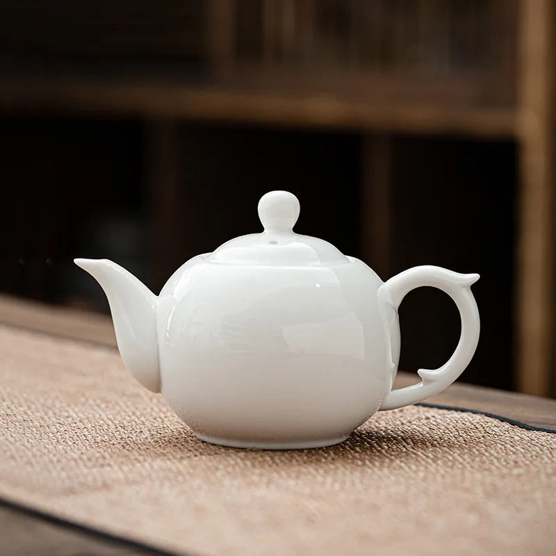 Chinese style Kung Fu Tea Set Teapot Household purple clay pot Teapot Pure Handmade White Porcelain Tea Pot Ceramic kettle 220ml