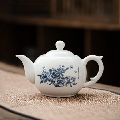 Chinese style Kung Fu Tea Set Teapot Household purple clay pot Teapot Pure Handmade White Porcelain Tea Pot Ceramic kettle 220ml