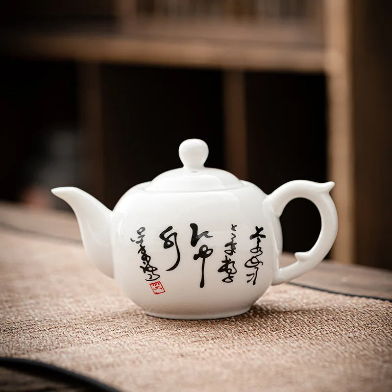 Chinese style Kung Fu Tea Set Teapot Household purple clay pot Teapot Pure Handmade White Porcelain Tea Pot Ceramic kettle 220ml