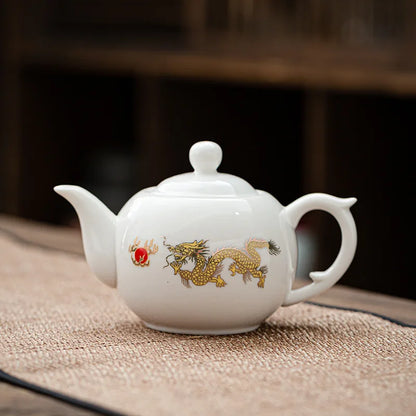 Chinese style Kung Fu Tea Set Teapot Household purple clay pot Teapot Pure Handmade White Porcelain Tea Pot Ceramic kettle 220ml