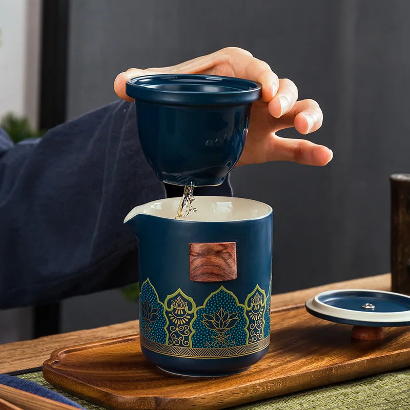 Chinese style  Portable Ceramic tea set One pot and three cups Travel tea set Make a teapot with you teacup Gift  tea sets