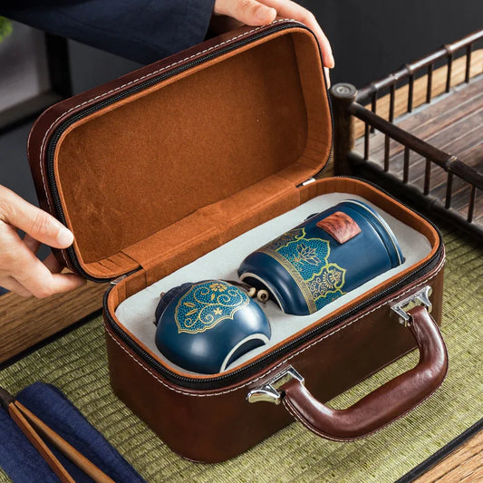 Chinese style  Portable Ceramic tea set One pot and three cups Travel tea set Make a teapot with you teacup Gift  tea sets