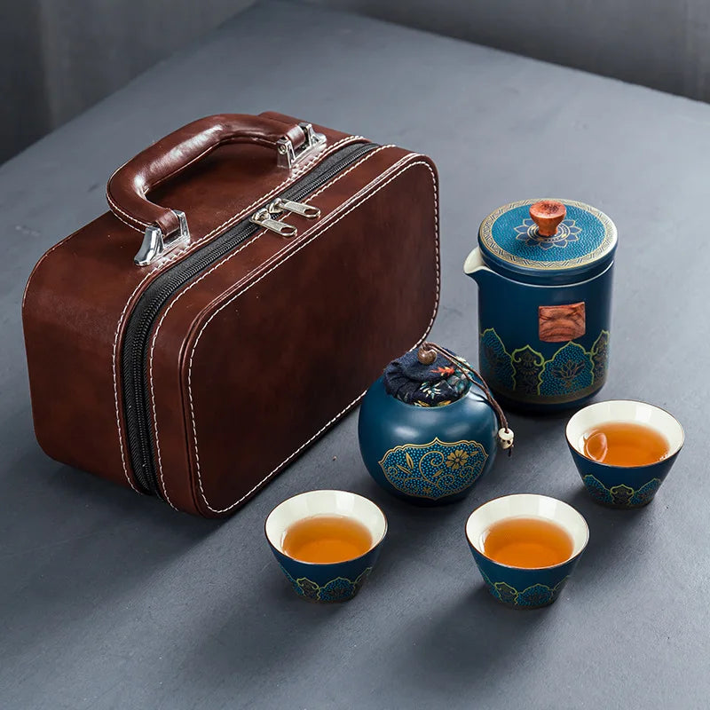 Chinese style  Portable Ceramic tea set One pot and three cups Travel tea set Make a teapot with you teacup Gift  tea sets