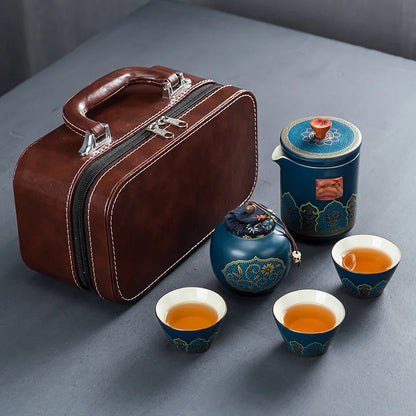Chinese style  Portable Ceramic tea set One pot and three cups Travel tea set Make a teapot with you teacup Gift  tea sets