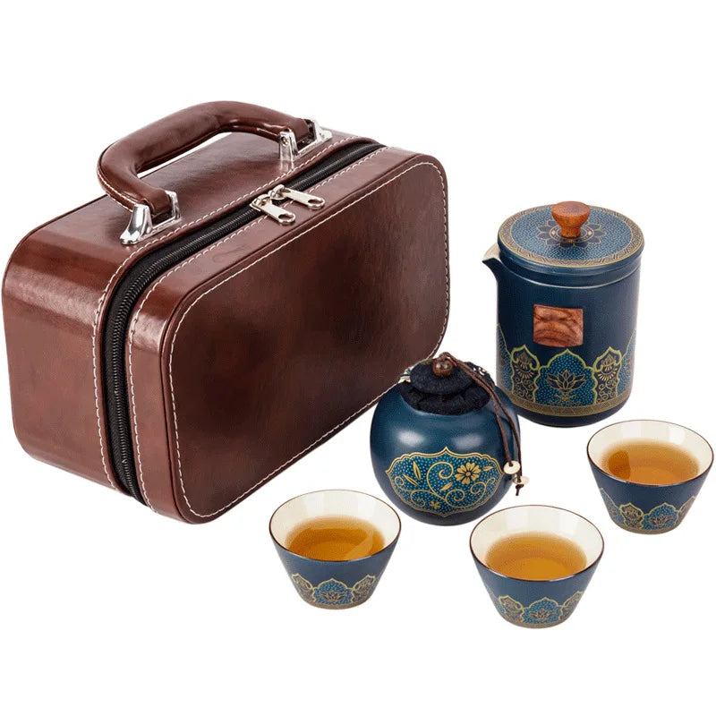 Chinese style  Portable Ceramic tea set One pot and three cups Travel tea set Make a teapot with you teacup Gift  tea sets