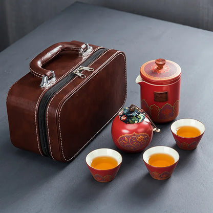 Chinese style  Portable Ceramic tea set One pot and three cups Travel tea set Make a teapot with you teacup Gift  tea sets