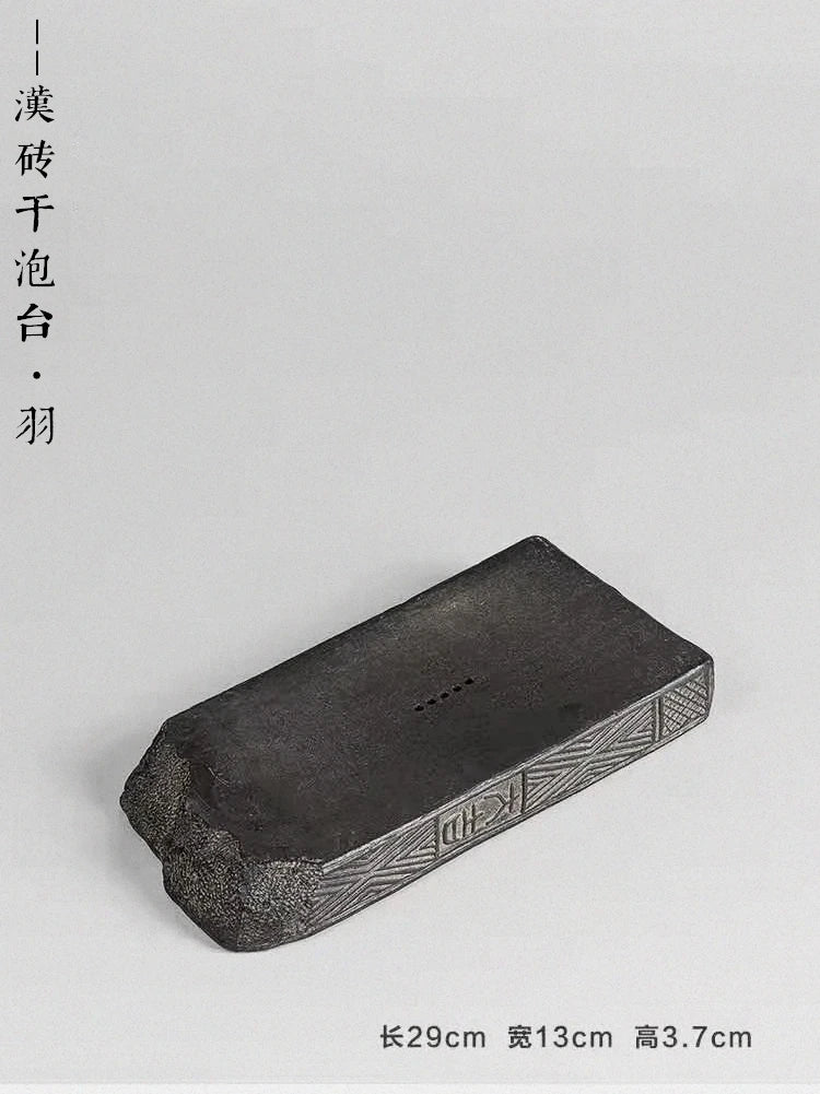 Chinese style brick tea tray antique ceramic water storage tea table wood brick single dry foam tray tea set