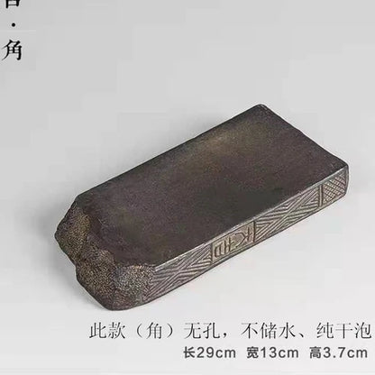 Chinese style brick tea tray antique ceramic water storage tea table wood brick single dry foam tray tea set