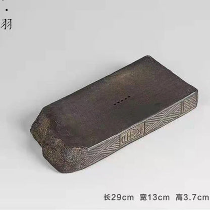 Chinese style brick tea tray antique ceramic water storage tea table wood brick single dry foam tray tea set