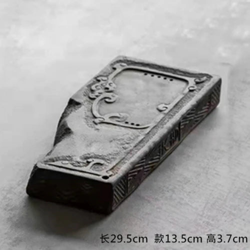 Chinese style brick tea tray antique ceramic water storage tea table wood brick single dry foam tray tea set