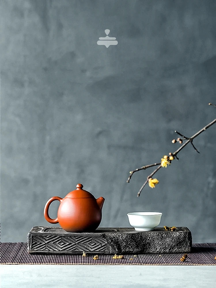 Chinese style brick tea tray antique ceramic water storage tea table wood brick single dry foam tray tea set