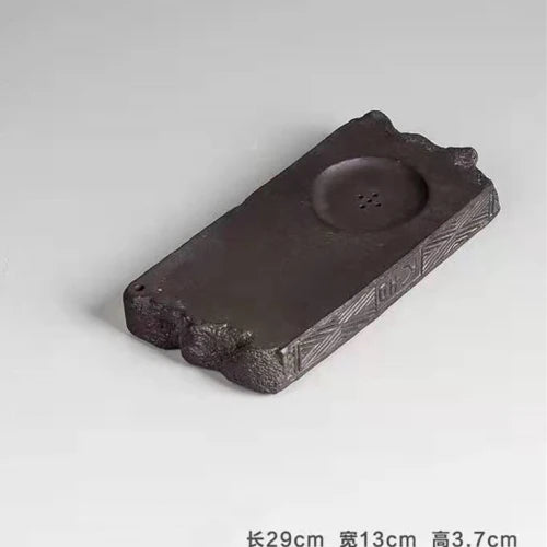 Chinese style brick tea tray antique ceramic water storage tea table wood brick single dry foam tray tea set