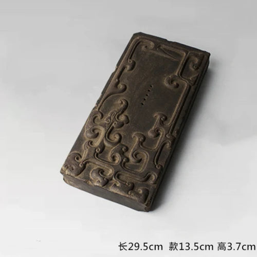 Chinese style brick tea tray antique ceramic water storage tea table wood brick single dry foam tray tea set