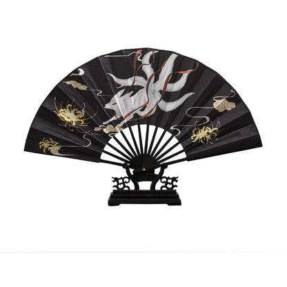 Chinese style outdoor decorative large folding fan Thickened bamboo durable hand fan Han clothing accessories portable hand fan