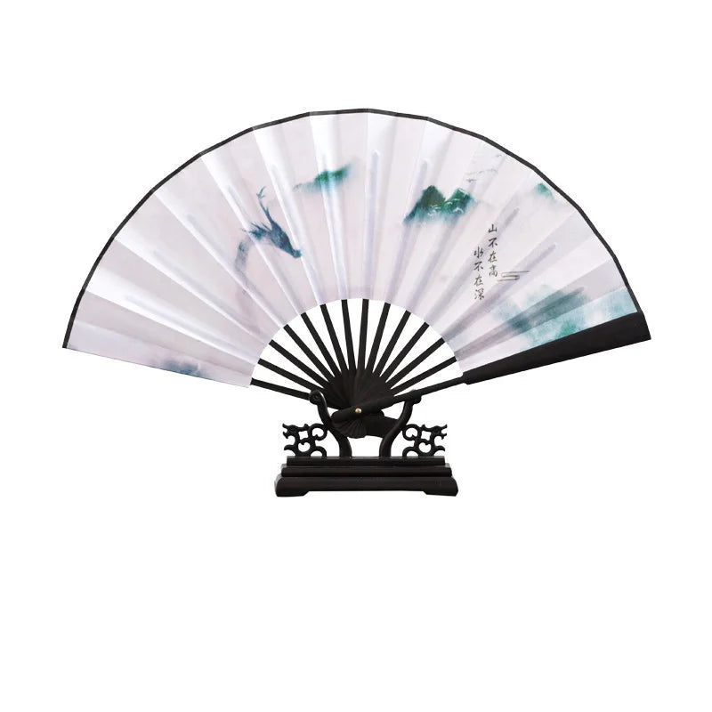 Chinese style outdoor decorative large folding fan Thickened bamboo durable hand fan Han clothing accessories portable hand fan