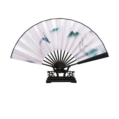Chinese style outdoor decorative large folding fan Thickened bamboo durable hand fan Han clothing accessories portable hand fan