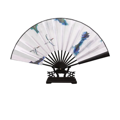 Chinese style outdoor decorative large folding fan Thickened bamboo durable hand fan Han clothing accessories portable hand fan