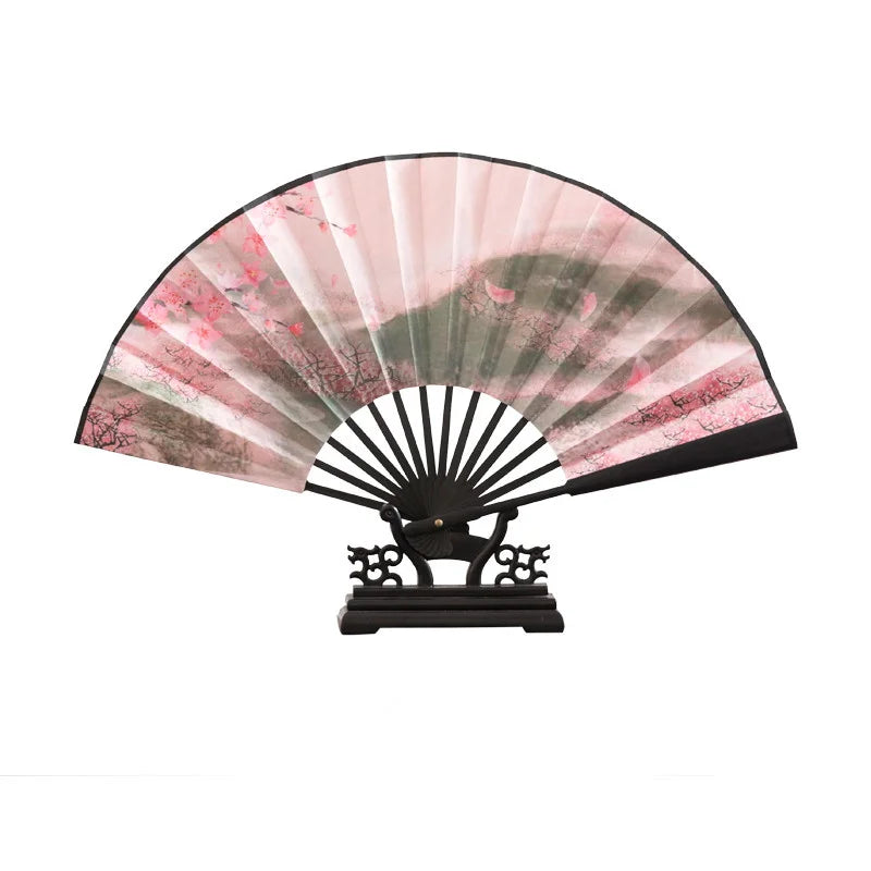 Chinese style outdoor decorative large folding fan Thickened bamboo durable hand fan Han clothing accessories portable hand fan