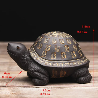 Chinese style purple sand longevity Baifu tortoise statuette  Handmade art sculpture Cute tea set decoration  Home figurines