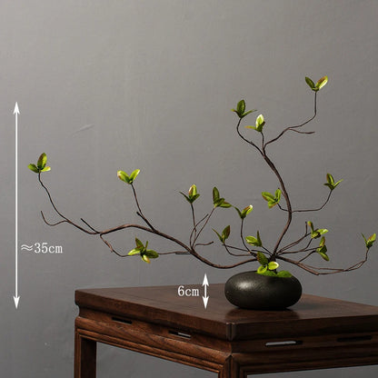 Chinese style simulation pine small bonsai decoration, ceramic vase set, plant living room decoration, flowers, pine trees