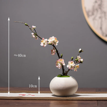 Chinese style simulation pine small bonsai decoration, ceramic vase set, plant living room decoration, flowers, pine trees
