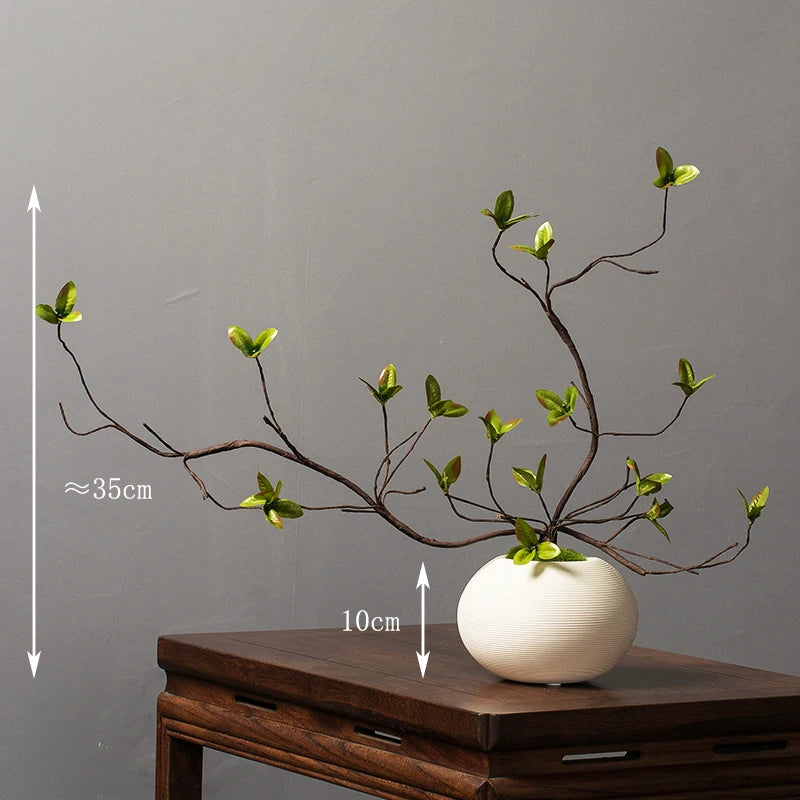 Chinese style simulation pine small bonsai decoration, ceramic vase set, plant living room decoration, flowers, pine trees