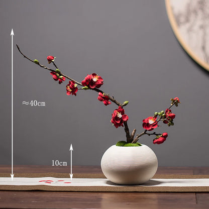 Chinese style simulation pine small bonsai decoration, ceramic vase set, plant living room decoration, flowers, pine trees