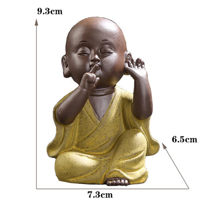 Chinese style three not small monk ceramic statue, modern art sculpture cute  tea set decoration home decoration statuette