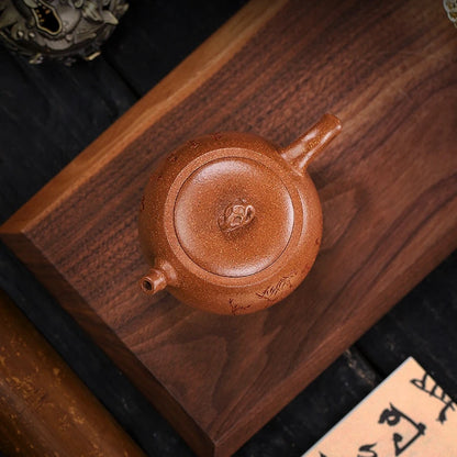 Chinese tea pot traditional craft full handmade bamboo carved master pots marked 220ml 7 infuser holes original ore zisha duan