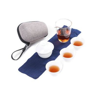 Chinese tea set Ceramic Portable Teapot Set Outdoor Travel Gaiwan Tea Cups of Tea Ceremony Teacup Fine Gift Free shipping