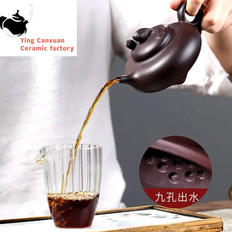 Chinese teapot Yixing Purple Clay Pot Handmade Raw Ore Purple Clay Goldfish Pot Kung Fu Tea Set Teapot