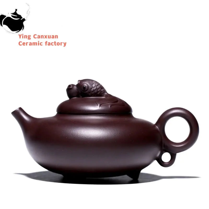 Chinese teapot Yixing Purple Clay Pot Handmade Raw Ore Purple Clay Goldfish Pot Kung Fu Tea Set Teapot