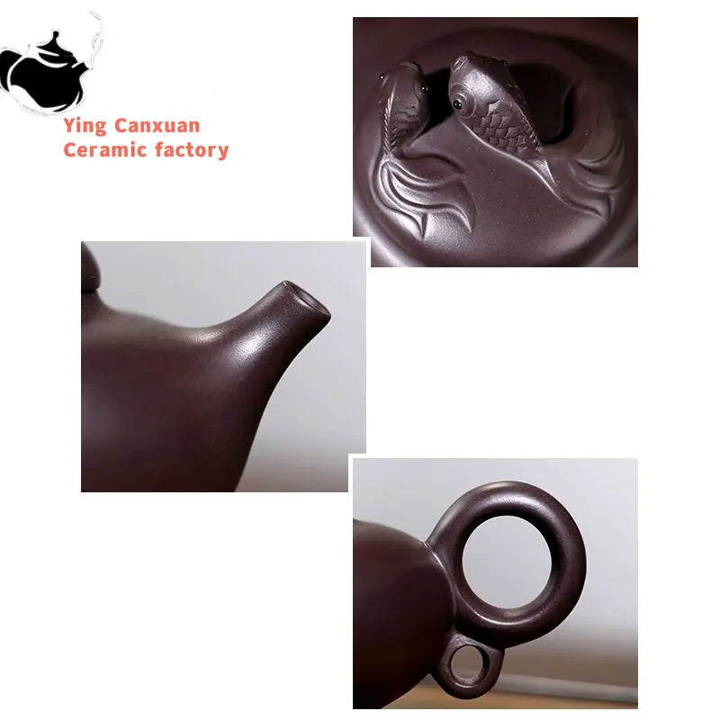 Chinese teapot Yixing Purple Clay Pot Handmade Raw Ore Purple Clay Goldfish Pot Kung Fu Tea Set Teapot