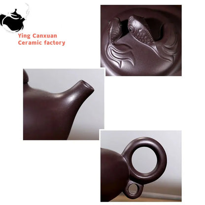 Chinese teapot Yixing Purple Clay Pot Handmade Raw Ore Purple Clay Goldfish Pot Kung Fu Tea Set Teapot