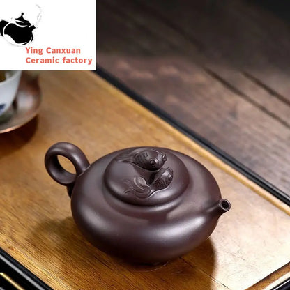 Chinese teapot Yixing Purple Clay Pot Handmade Raw Ore Purple Clay Goldfish Pot Kung Fu Tea Set Teapot
