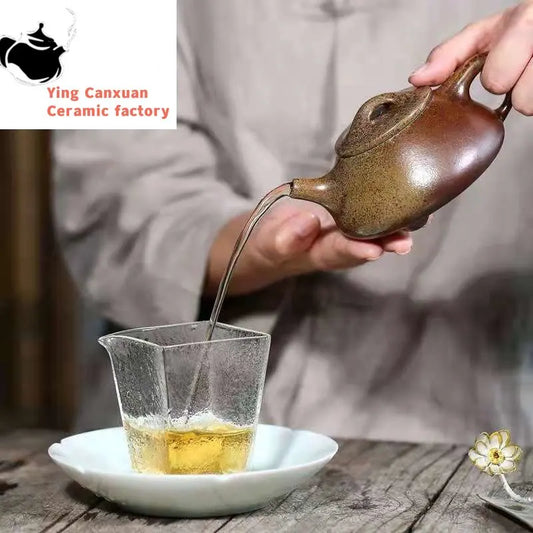 Chinese teapot Yixing Purple Clay Pot Raw Ore Firewood Jingzhou Stone Scoop Pot Kung Fu Tea Set 200cc