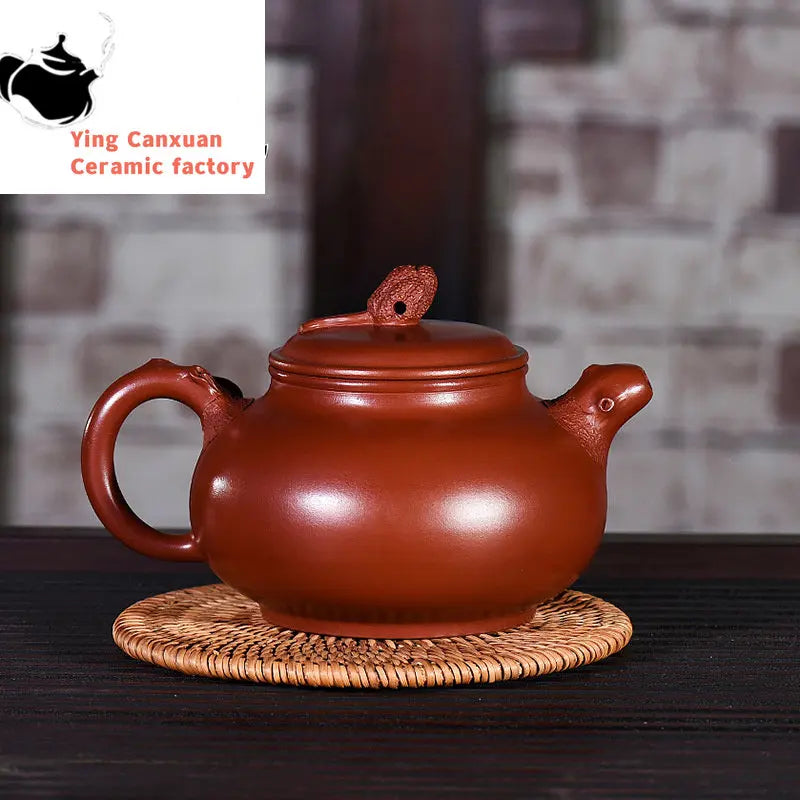 Chinese teapot Yixing Purple Clay Teapot  Fully Handmade Dahongpao Pasted Flower Chayote Pot Kung Fu Tea Set Teapot 320ml