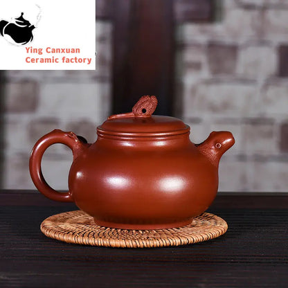 Chinese teapot Yixing Purple Clay Teapot  Fully Handmade Dahongpao Pasted Flower Chayote Pot Kung Fu Tea Set Teapot 320ml