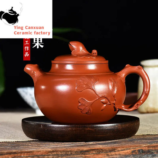 Chinese teapot Yixing Purple Clay Teapot Handmade Zhuni Applique Pistachio Pot Kung Fu Tea Set Teapot Capacity 320ml