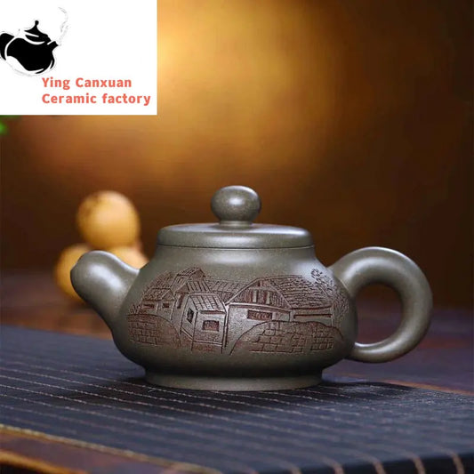 Chinese teapot Yixing Purple Clay Teapot Original Mine Qing Section Mud Road Hong Rong Tian Pot Kung Fu Tea Set Teapot Capacity