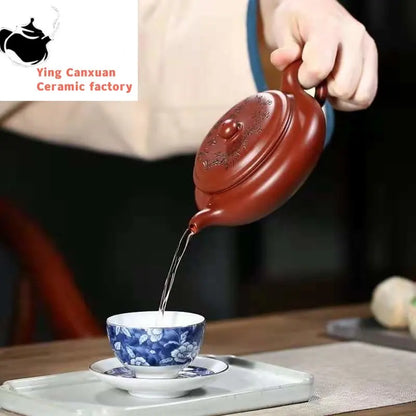Chinese teapot Yixing Purple Clay Teapot Original Ore Purple Clay Dahongpao Flat Antique Teapot Teapot Collection Gift Tea Set