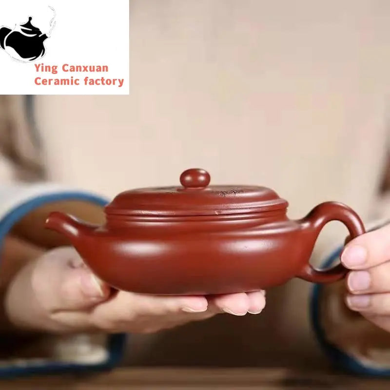 Chinese teapot Yixing Purple Clay Teapot Original Ore Purple Clay Dahongpao Flat Antique Teapot Teapot Collection Gift Tea Set