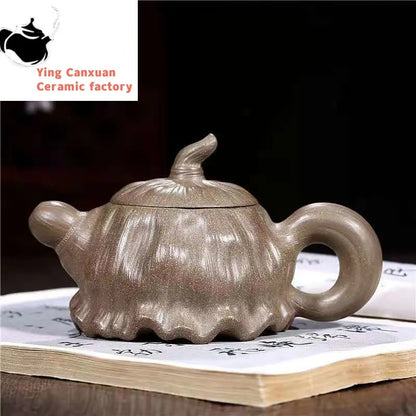 Chinese teapot Yixing handmade purple sand teapot, original ore section mud lotus teapot, Kungfu teapot collection, gift tea set