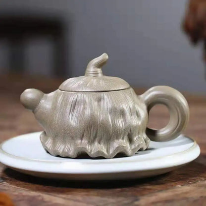 Chinese teapot Yixing handmade purple sand teapot, original ore section mud lotus teapot, Kungfu teapot collection, gift tea set