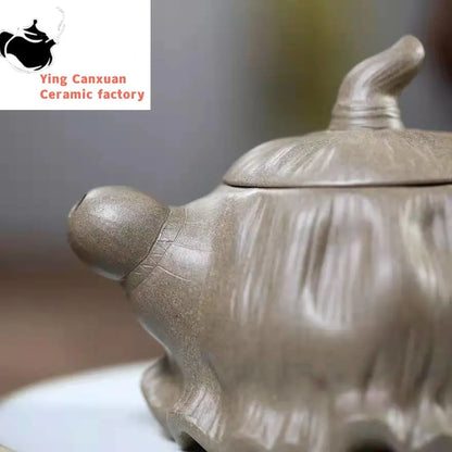 Chinese teapot Yixing handmade purple sand teapot, original ore section mud lotus teapot, Kungfu teapot collection, gift tea set