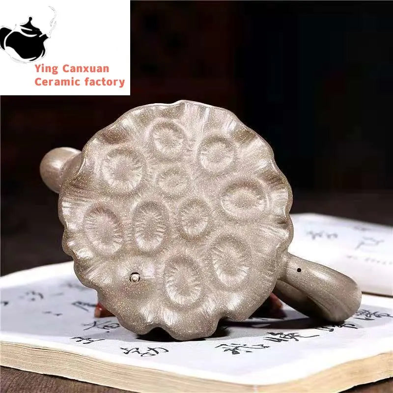Chinese teapot Yixing handmade purple sand teapot, original ore section mud lotus teapot, Kungfu teapot collection, gift tea set